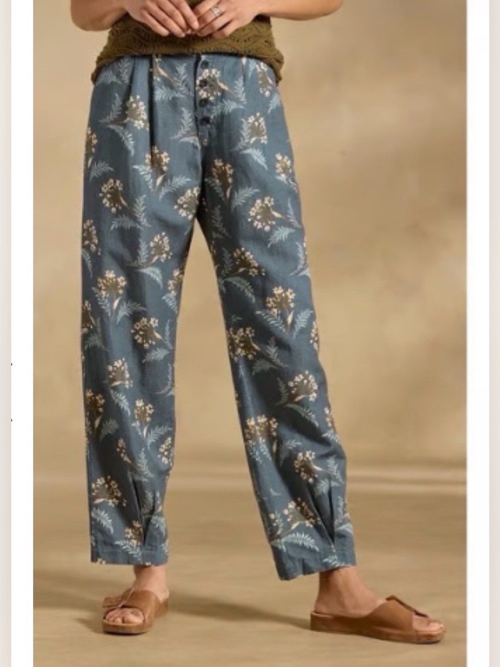 New Sundance Breezy Benicia Linen Pleated Button Fly Pants Size 4 Petite